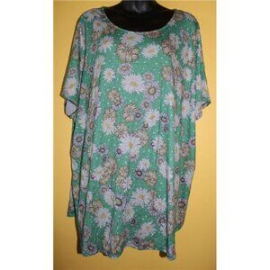 CJ Banks 3x Green Striped Daisy Floral Knit Top Great for Summer